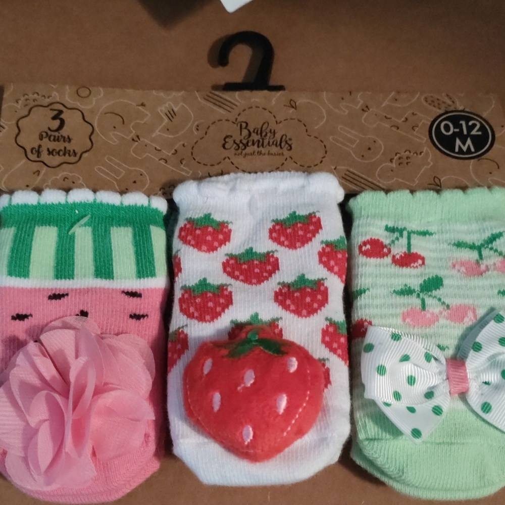 Baby Two Pairs Of Socks &Pair Of Rattle Socks